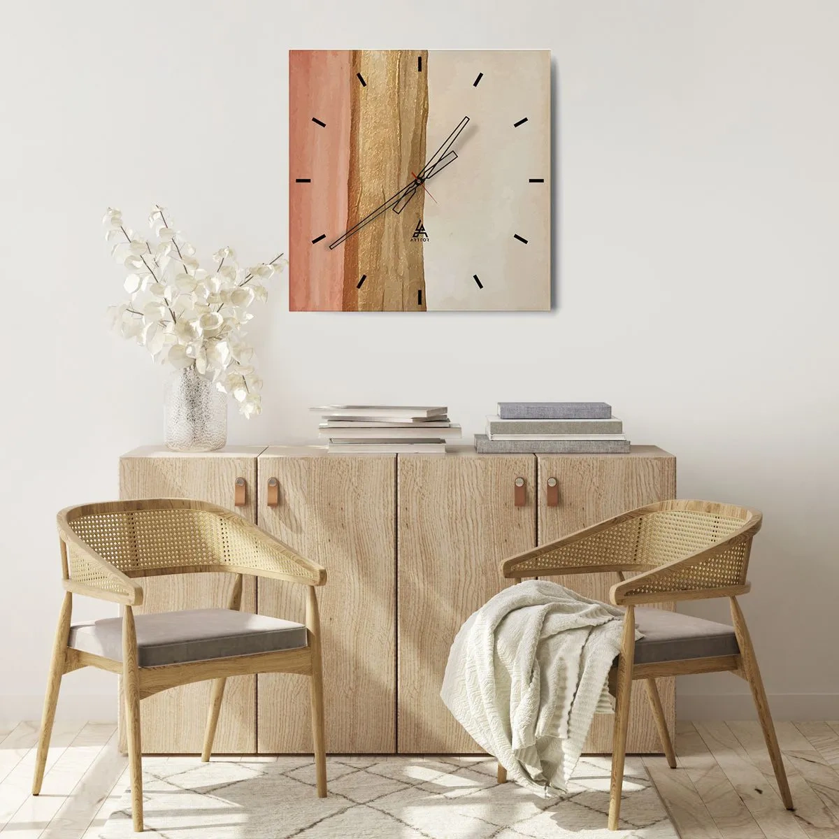 Relógio de parede - Relógio em vidro - Composição vertical - 30x30 cm