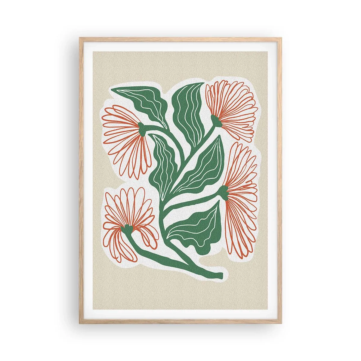 Pôster com moldura de carvalho claro - Folclórico e moderno - 70x100 cm