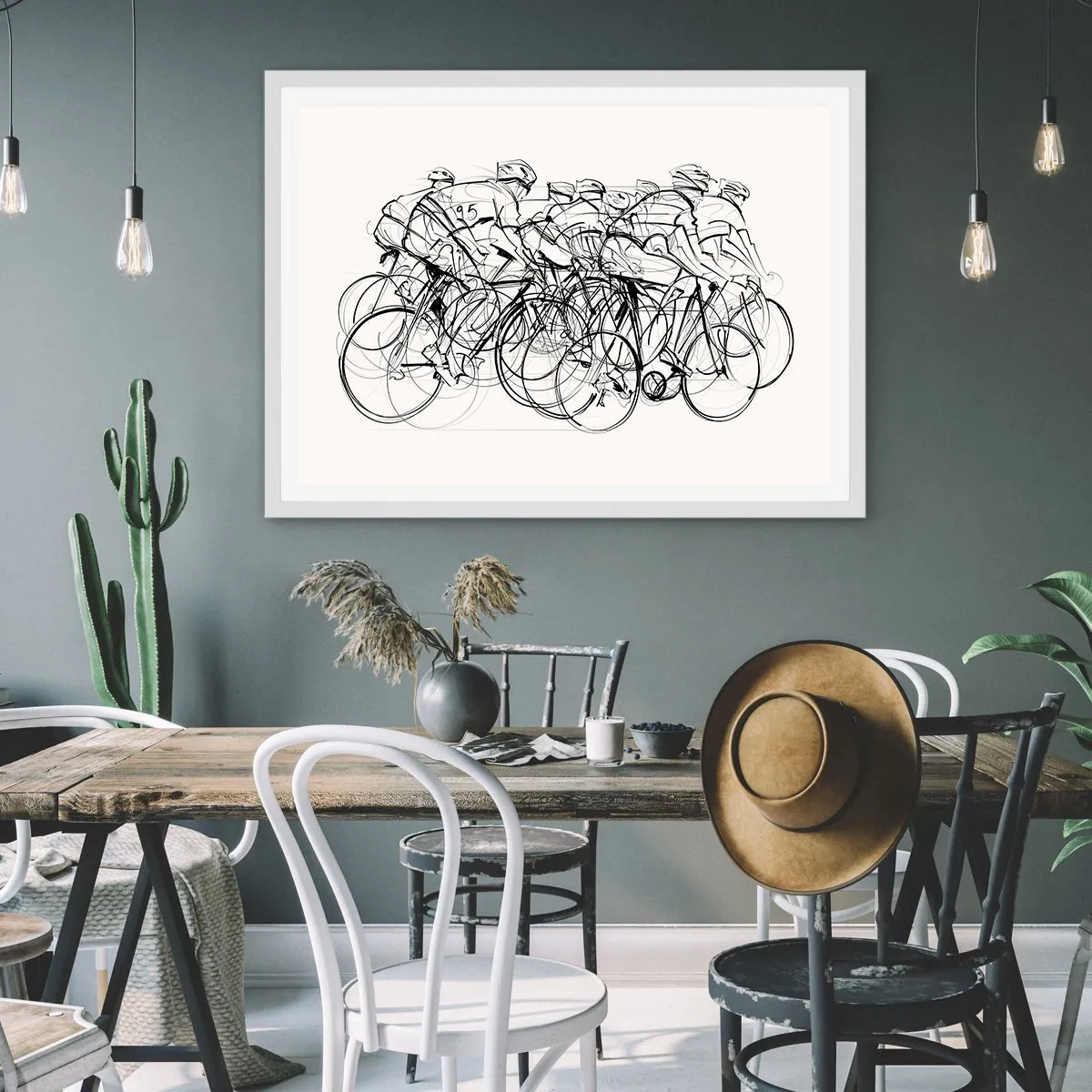 Pôster em moldura branca - Juntos como uma equipa - 100x70 cm