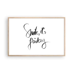 Pôster com moldura de carvalho claro - Verdadeira alegria - 91x61 cm