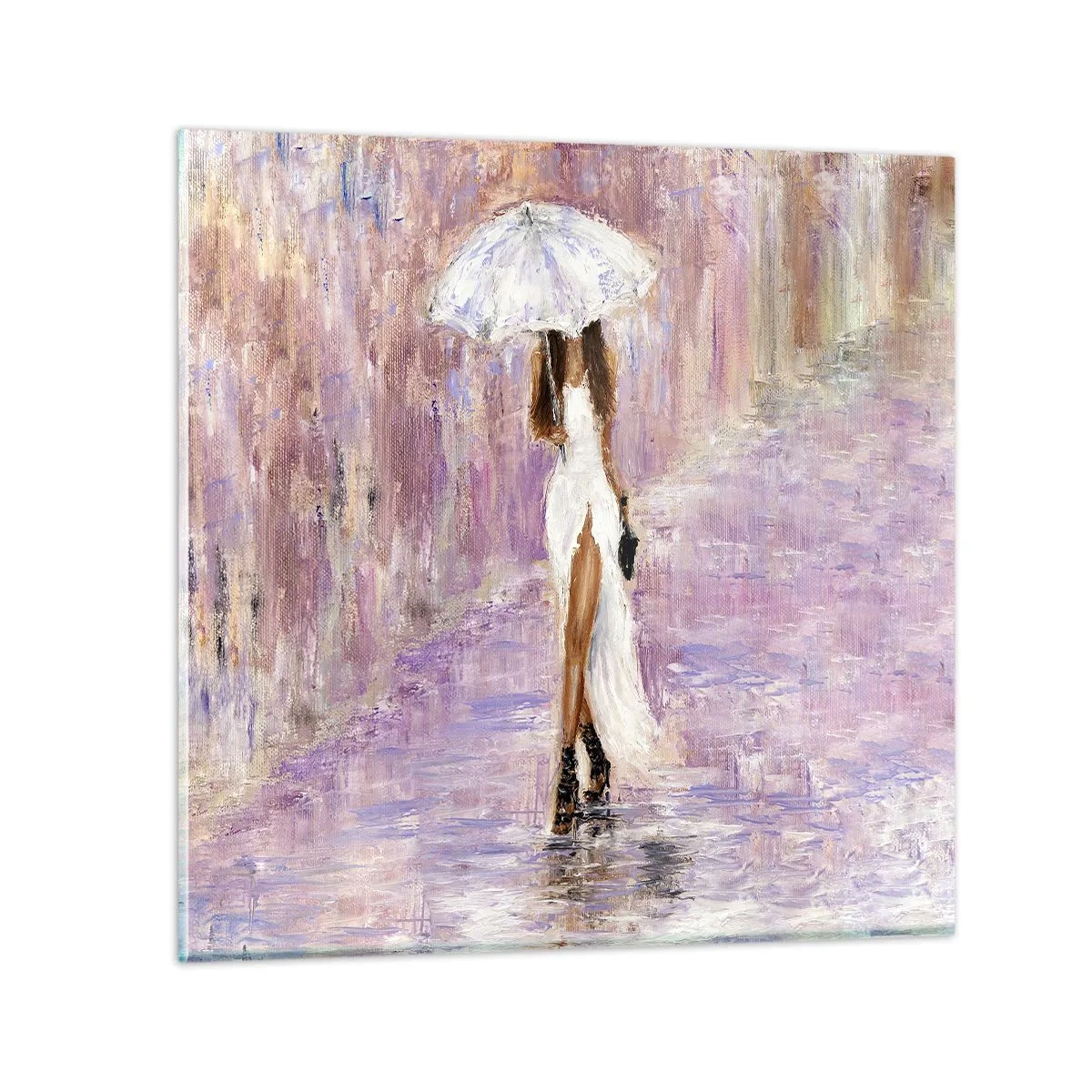 Quadro em vidro - Na chuva lilás - 40x40 cm