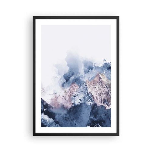 Pôster com moldura preta - Montanhas abstratas em tons de azul - 50x70cm - Estes são os verdadeiros picos! - Decoração de parede moderna para a sala de estar e quarto ARTTOR