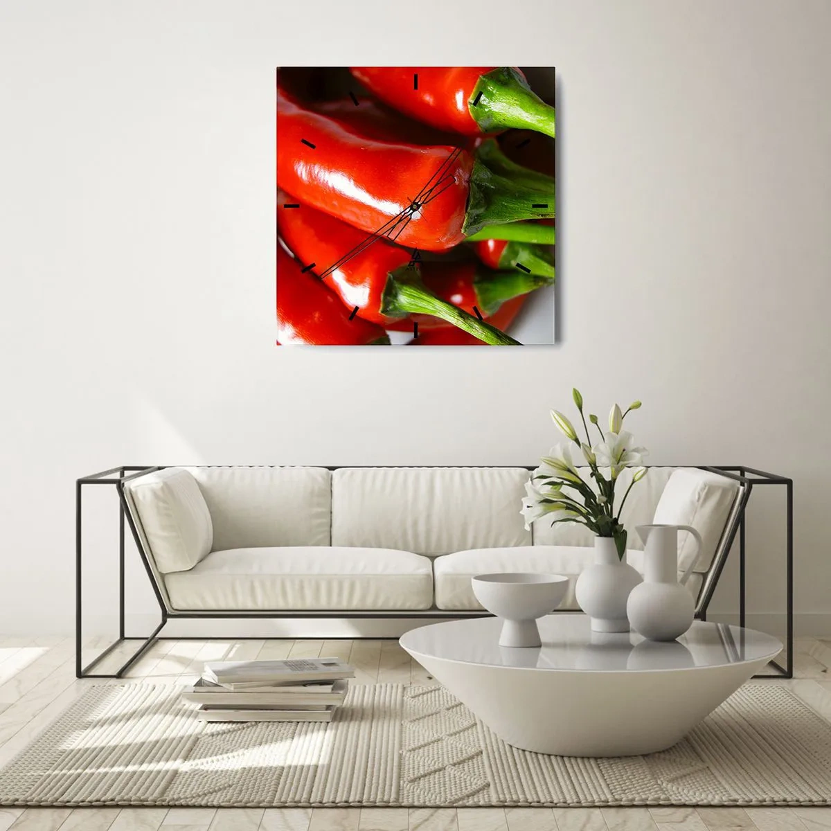 Relógio de parede - Relógio em vidro - Suculento, brilhante, liso - 40x40 cm