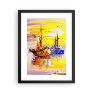 Pôster com moldura preta - Um merecido descanso no porto - 30x40 cm