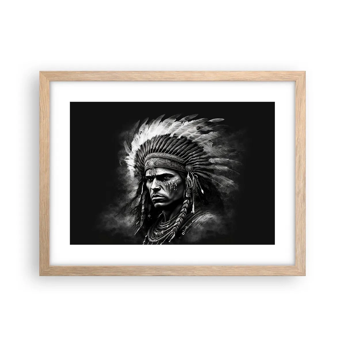 Pôster com moldura de carvalho claro - Um líder e um guerreiro - 40x30 cm