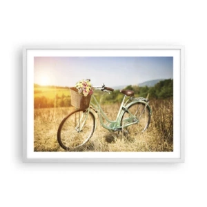 Pôster em moldura branca - Vou ficar aqui por um tempo - 70x50 cm