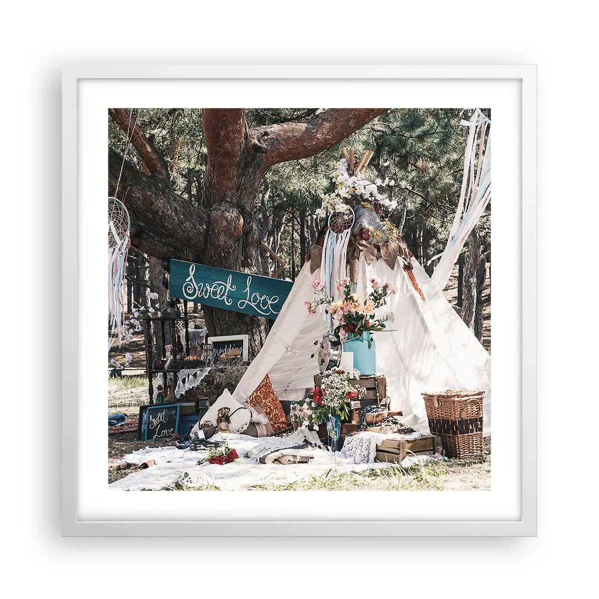 Pôster em moldura branca - Make love… - 50x50 cm