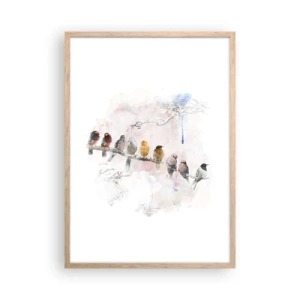 Pôster com moldura de carvalho claro - Reunião alada - 50x70 cm