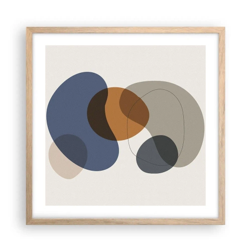 Pôster com moldura de carvalho claro - Gotas de cor - 50x50 cm