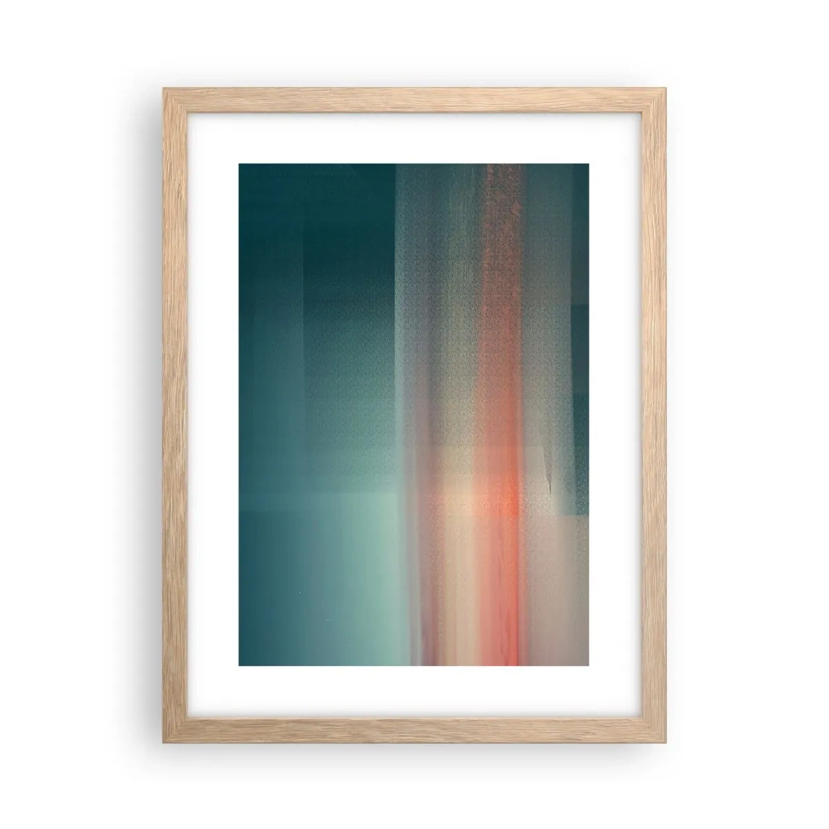 Pôster com moldura de carvalho claro - Resumo: ondas de luz - 30x40 cm