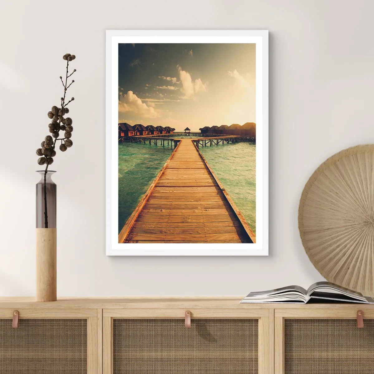 Pôster em moldura branca - Um convite caloroso - 61x91 cm