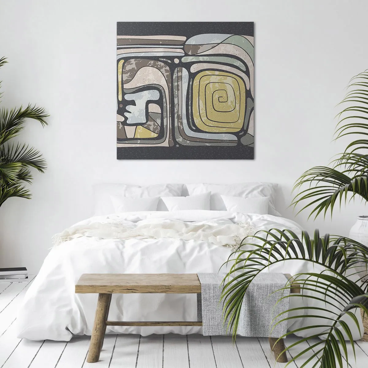 Quadro em tela - Abstração no espírito pré-colombiano - 70x70 cm