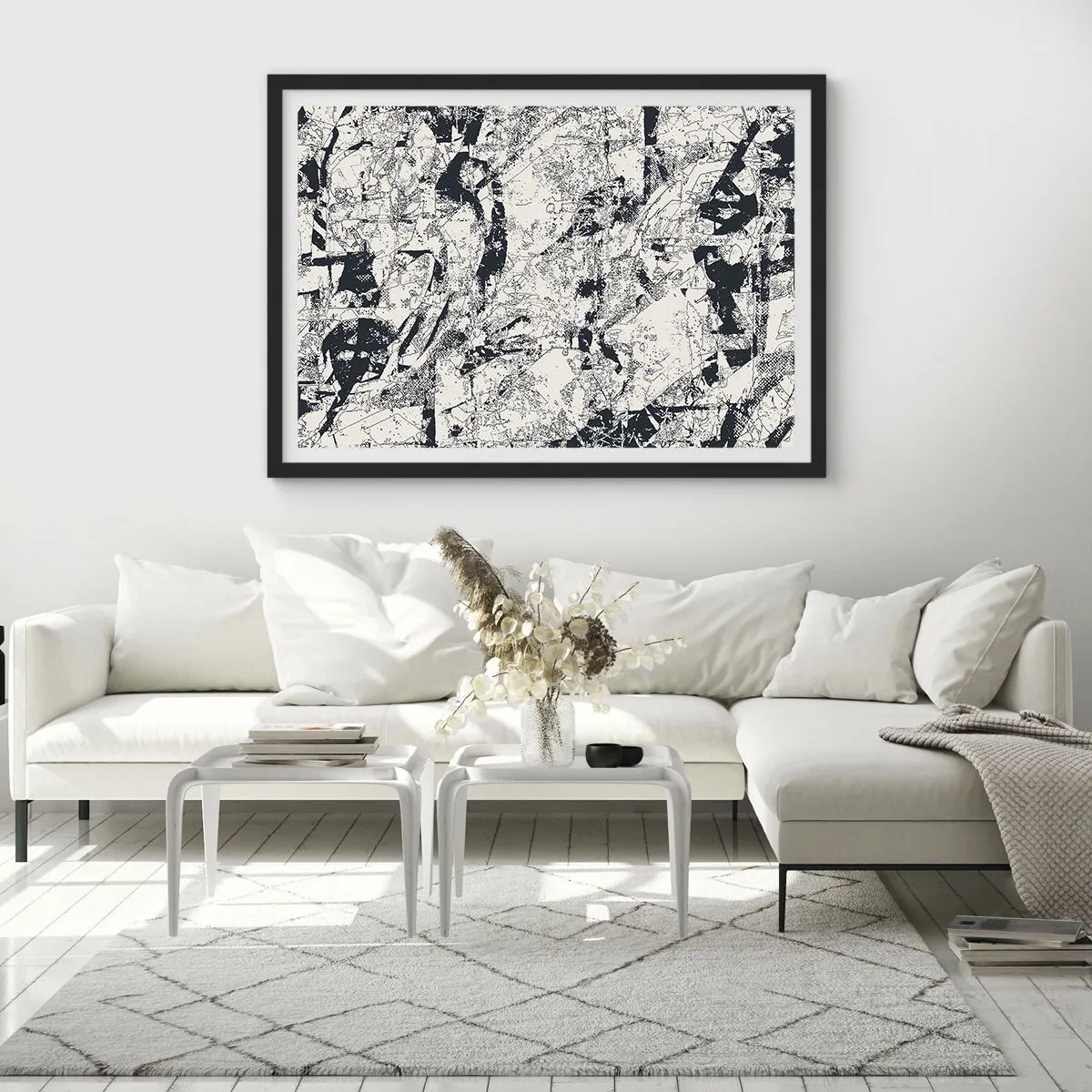 Pôster com moldura preta - Interpenetração de opostos - 100x70 cm