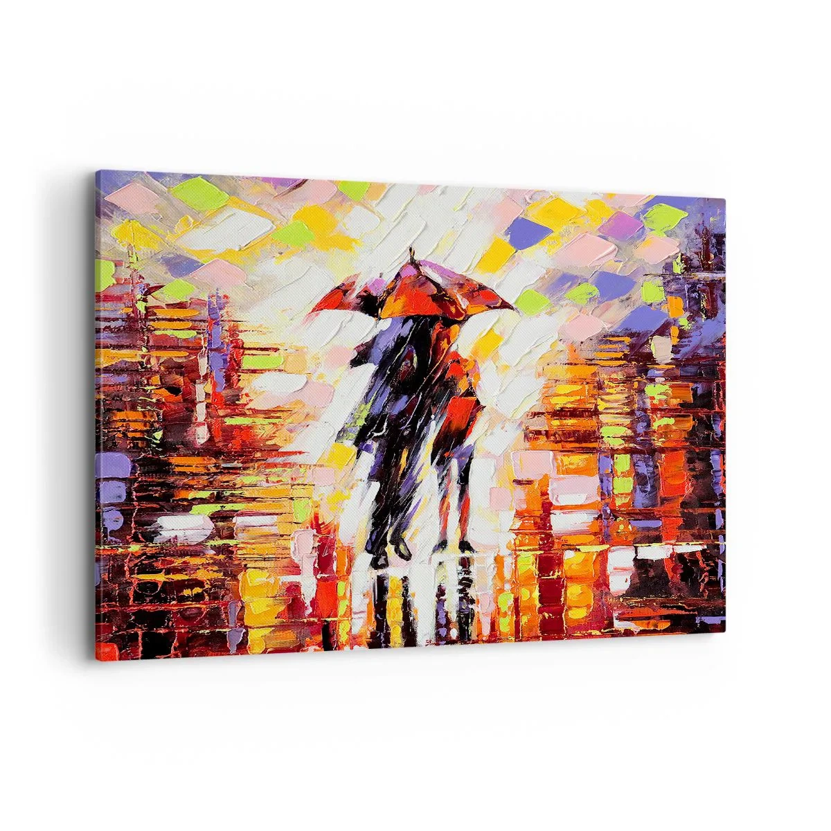 Quadro em tela - Juntos durante a noite e a chuva - 100x70 cm