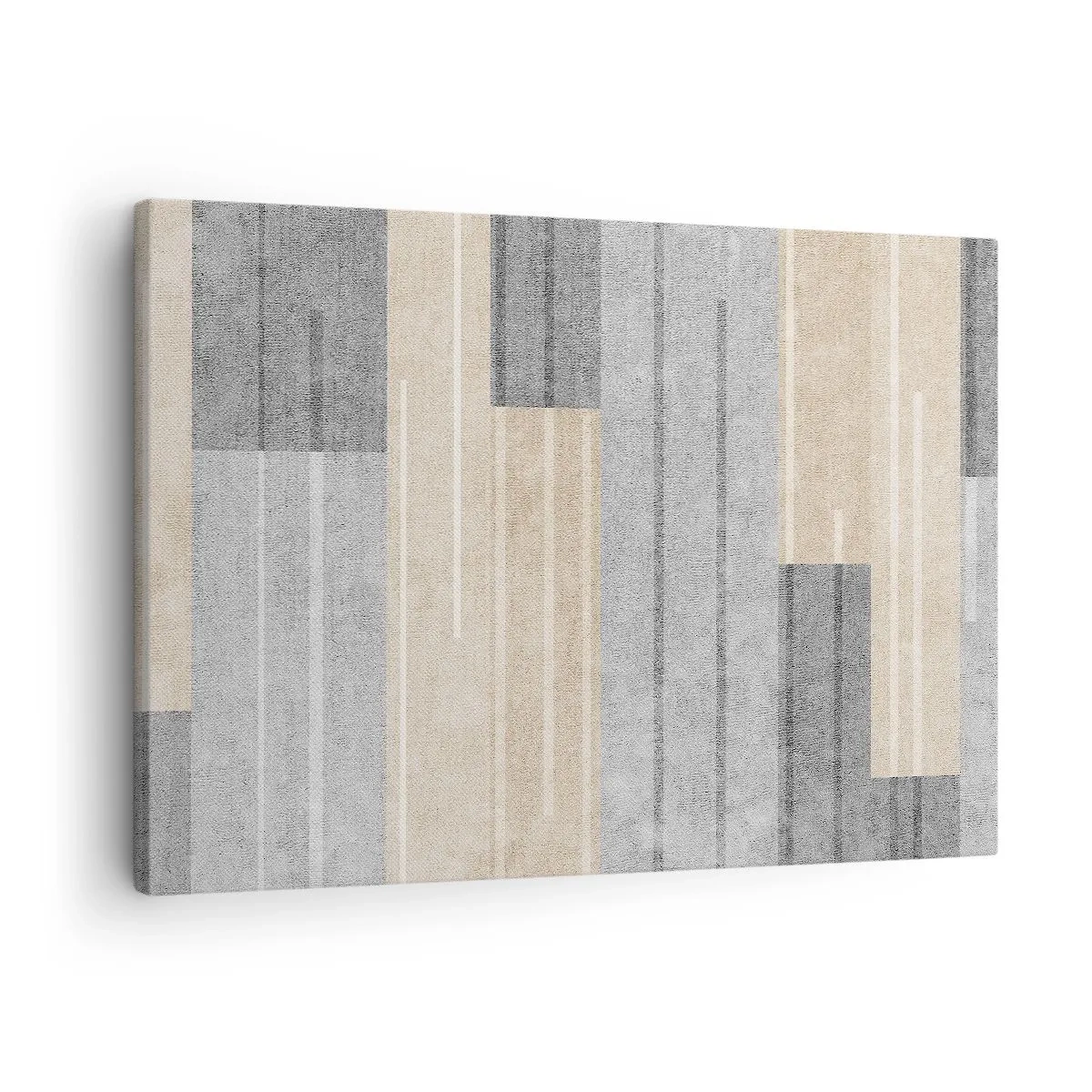 Quadro em tela - Composição geométrica em tons de cinza e bege - 70x50cm - Composição: mantenha vertical - Decoração de parede moderna para a sala de estar e quarto ARTTOR