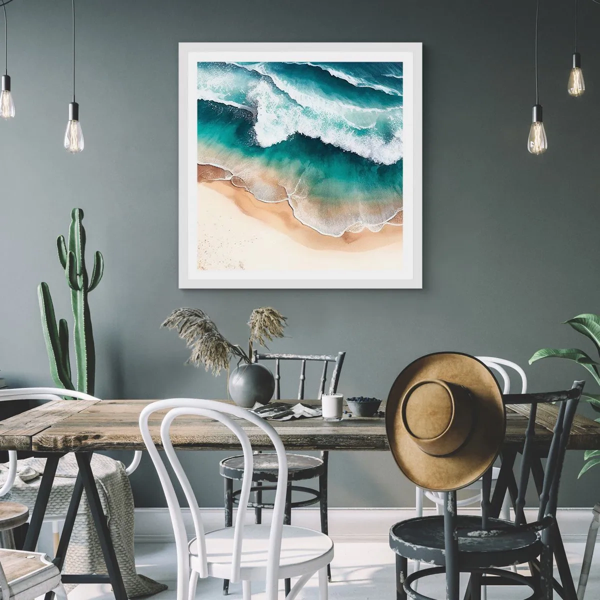 Pôster em moldura branca - O eterno encontro - 40x40 cm