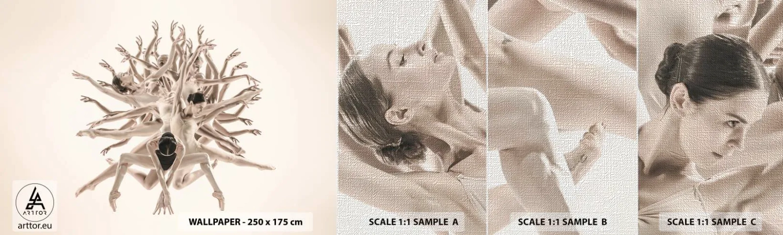 Amostra de papel de parede Premium Canvas - Florescendo na dança - Abstração, Pedaço, Balé - 100x30 cm