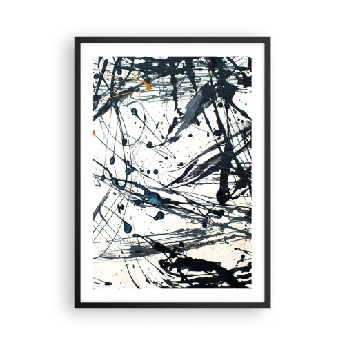 Pôster com moldura preta - Linhas abstratas expressivas em um fundo branco - 50x70cm - Com ou sem sentido? - Decoração de parede moderna para a sala de estar e quarto ARTTOR