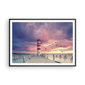 Pôster com moldura preta - Hora de ir ao porto - 100x70 cm