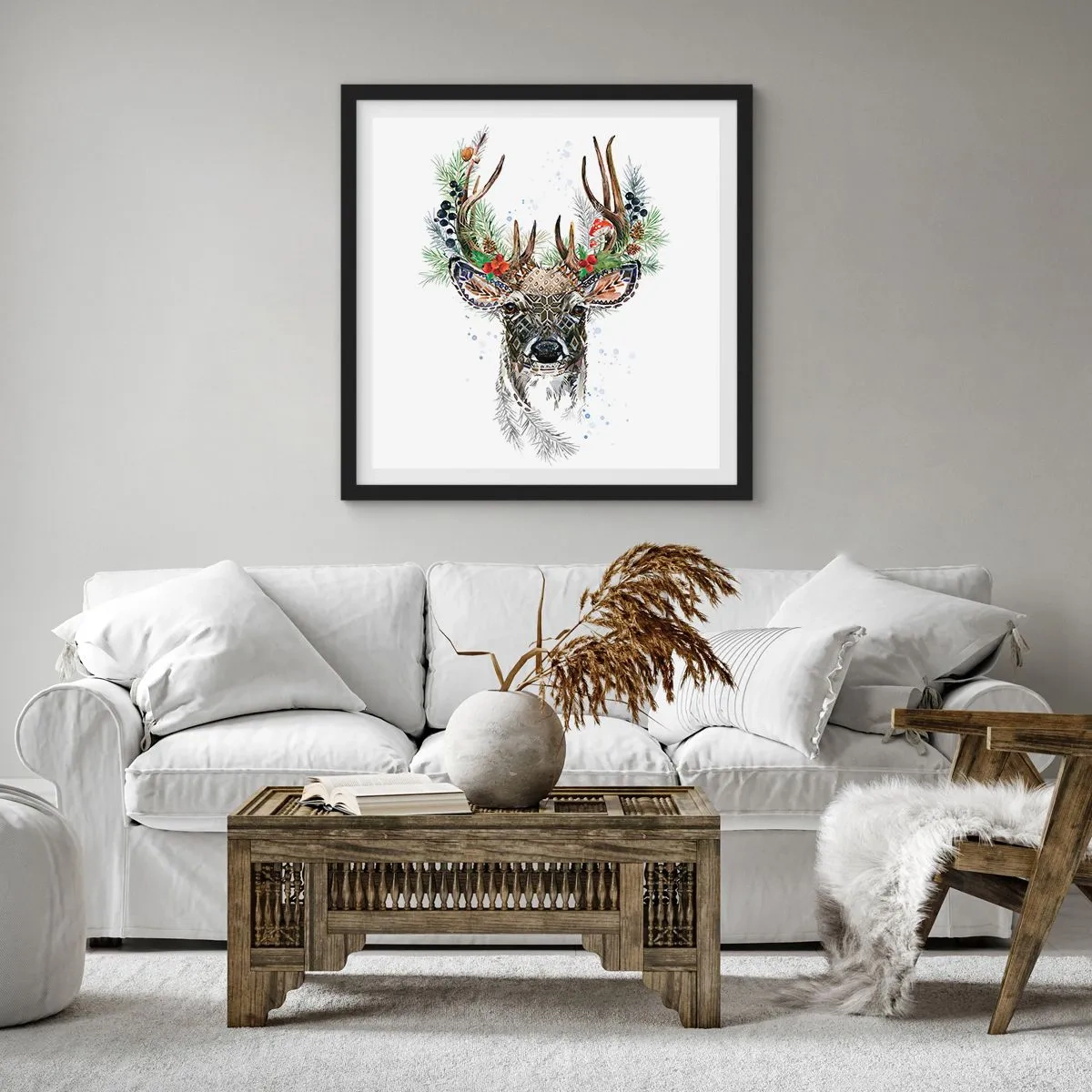 Pôster com moldura preta - Num manto festivo - 40x40 cm