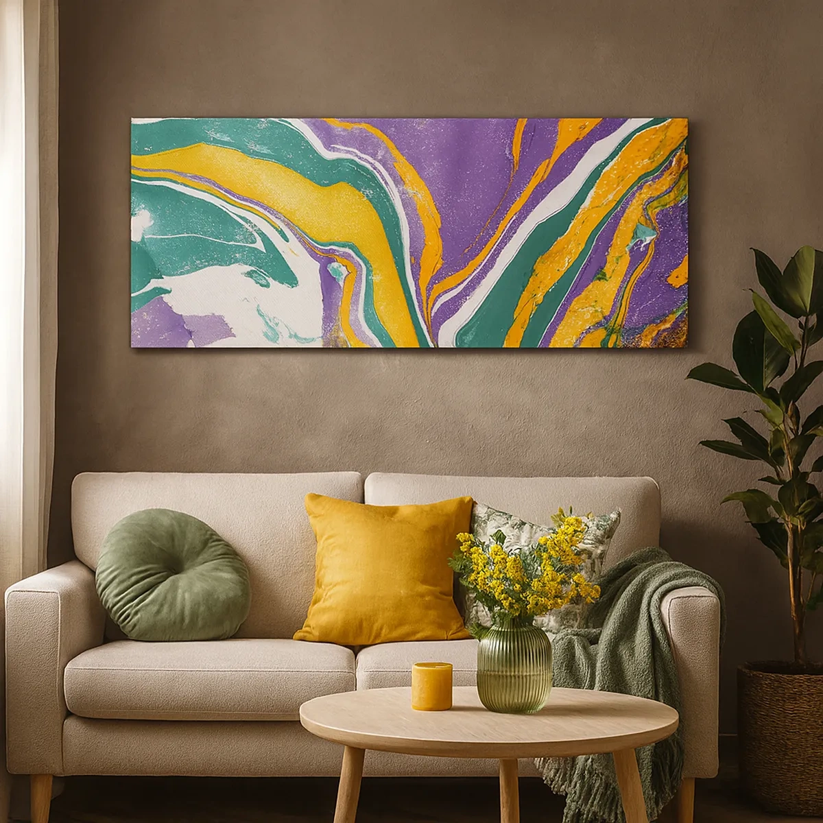 Quadro em tela - Ondas de cor - 30x30 cm