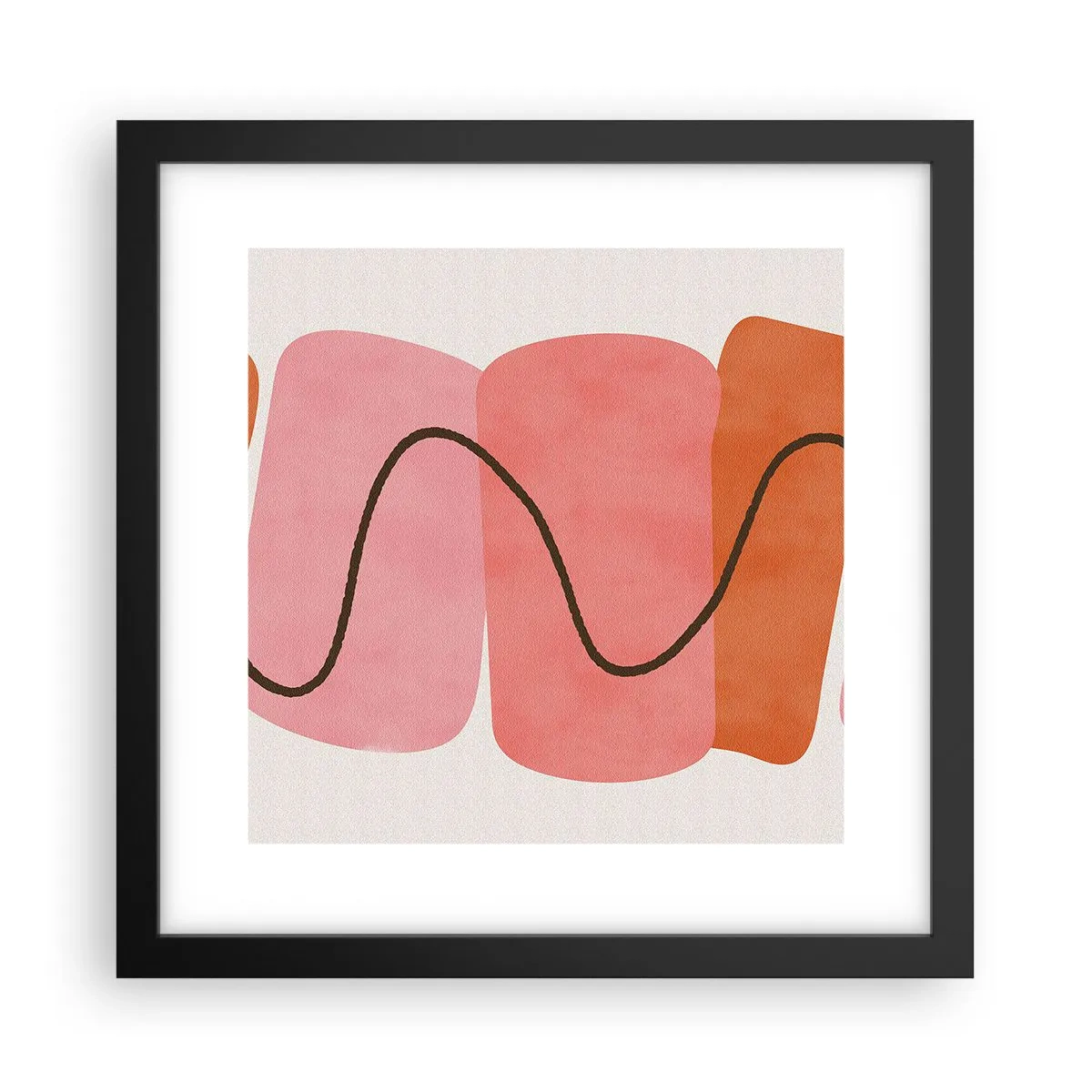 Pôster com moldura preta - Movimento suave de formas - 30x30 cm