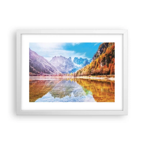 Pôster em moldura branca - E nas montanhas é outono - 40x30 cm