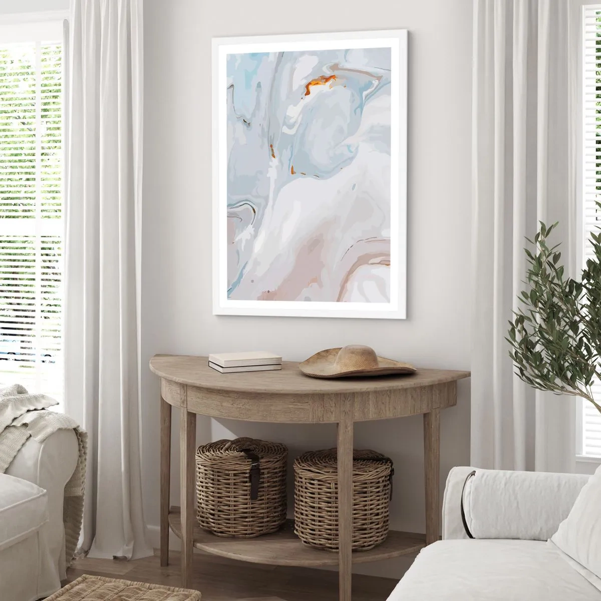 Pôster em moldura branca - Branco elevado - 50x70 cm