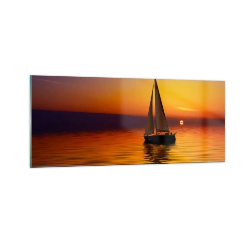 Quadro em vidro - Tranquilo anoitecer... - 100x40 cm