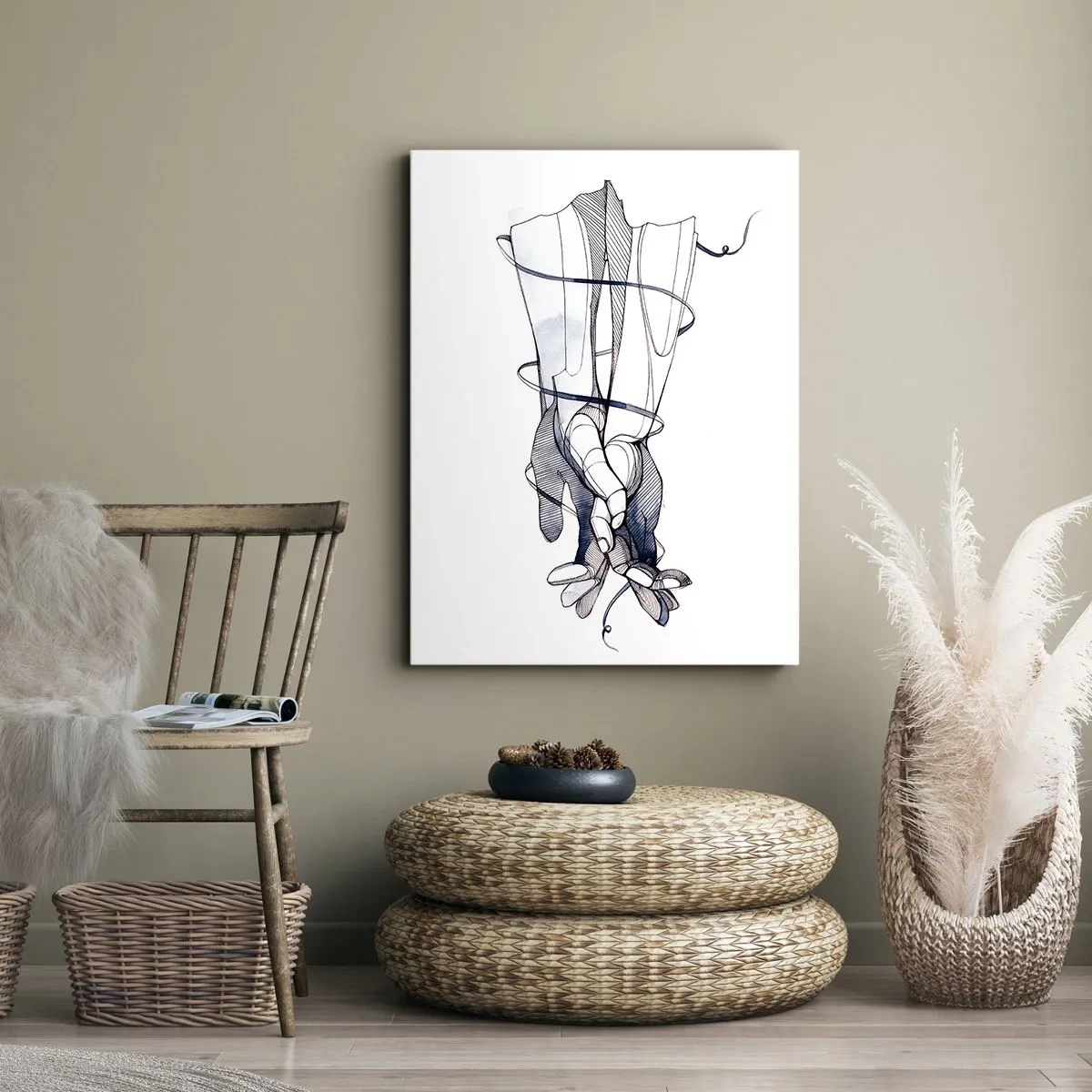 Quadro em tela - Estudo do toque - 45x80 cm