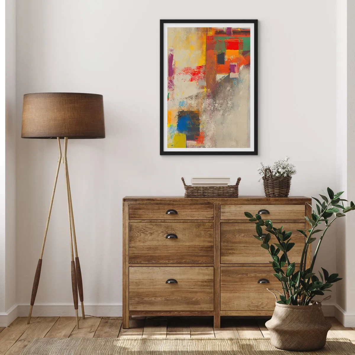 Pôster com moldura preta - Geometria das cores - 61x91 cm