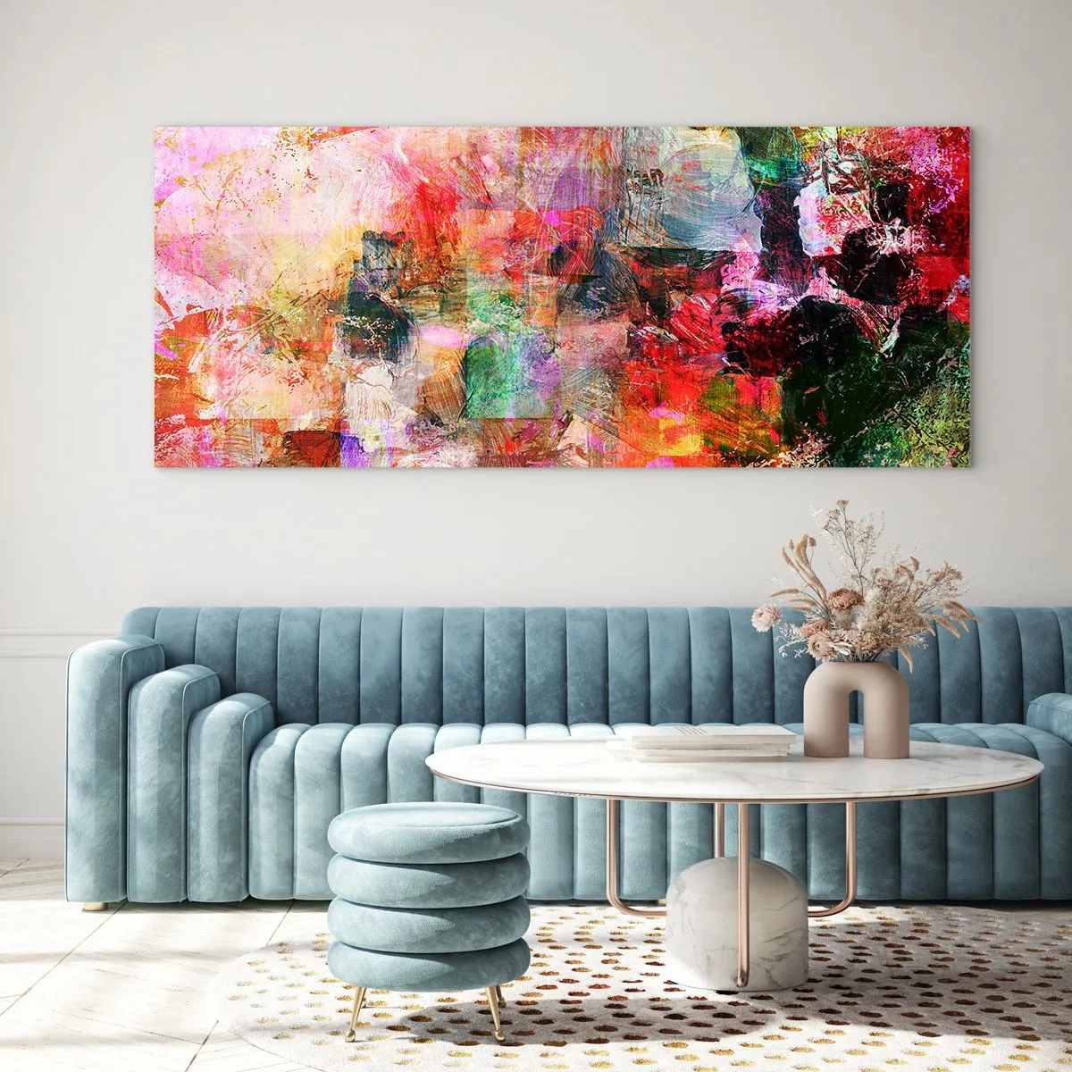 Quadro em vidro - Viagem rosa - 100x40 cm