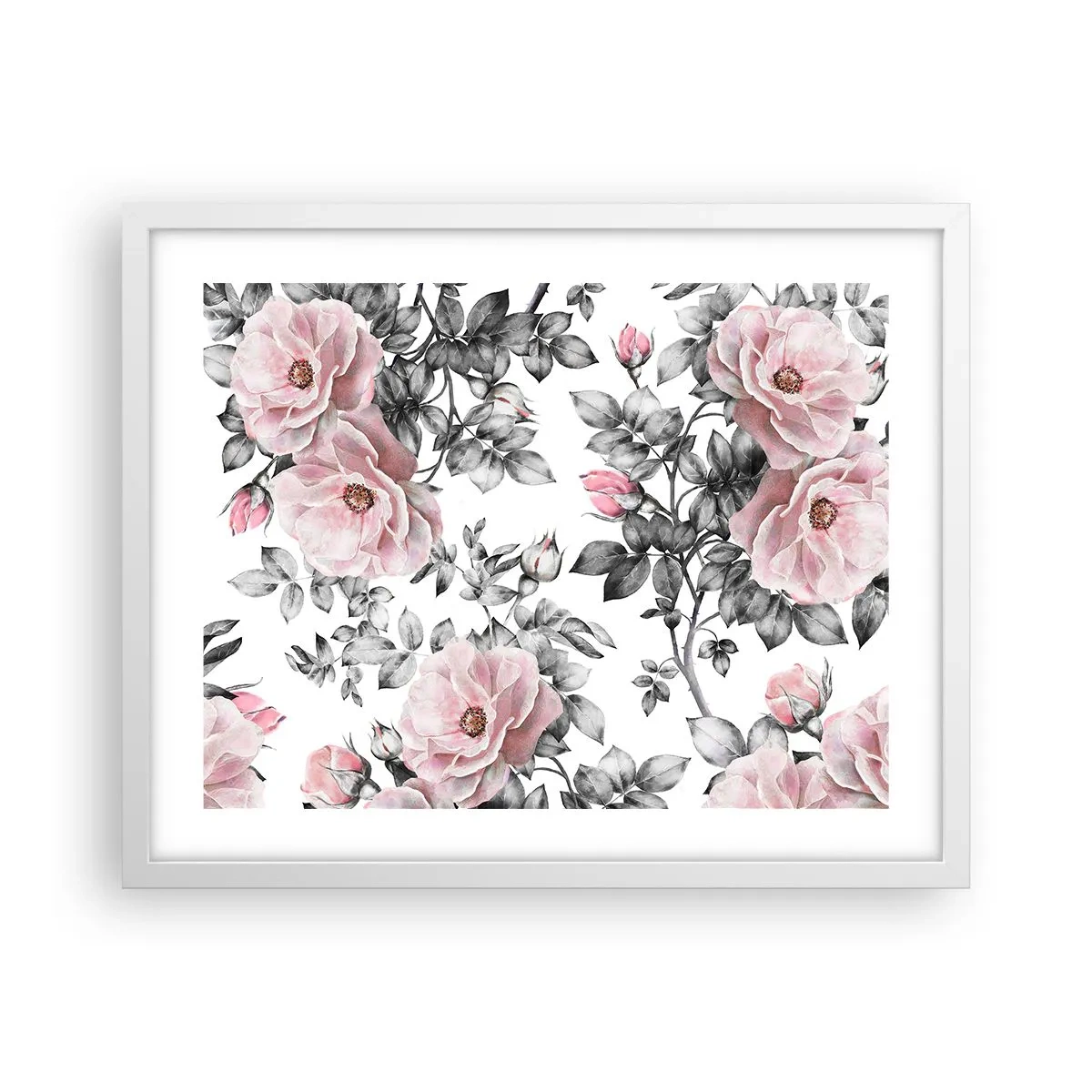 Pôster em moldura branca - Perder-se nas rosas - 50x40 cm