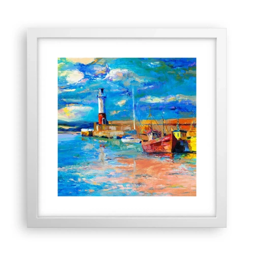 Pôster em moldura branca - Tarde na baía do arco-íris - 30x30 cm