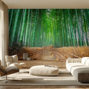 Papel de Parede Premium Sand - A essência da natureza asiática - Bambu, Floresta de bambu, Natureza - 450x315 cm