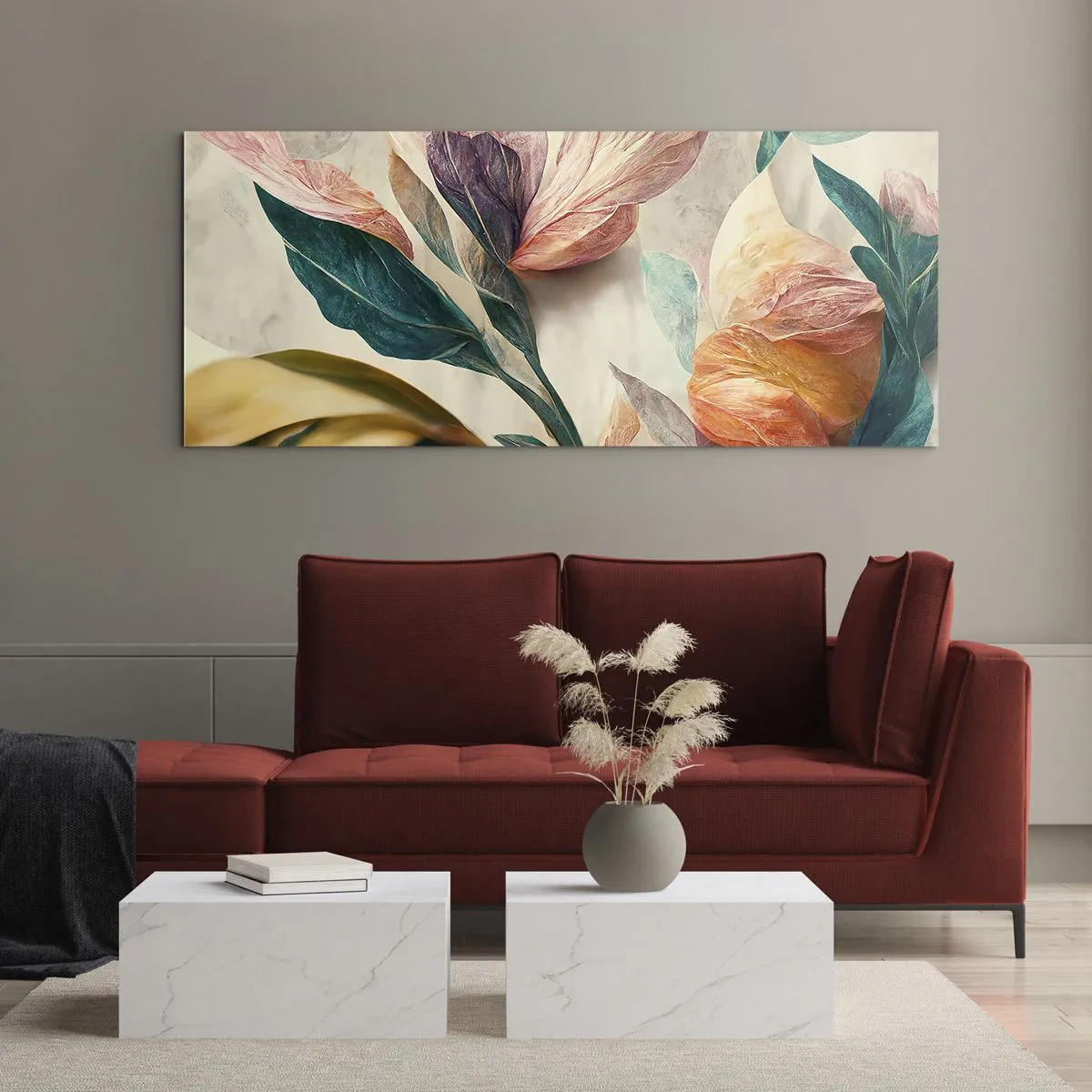 Quadro em vidro - Flores das ilhas do sul - 100x40 cm