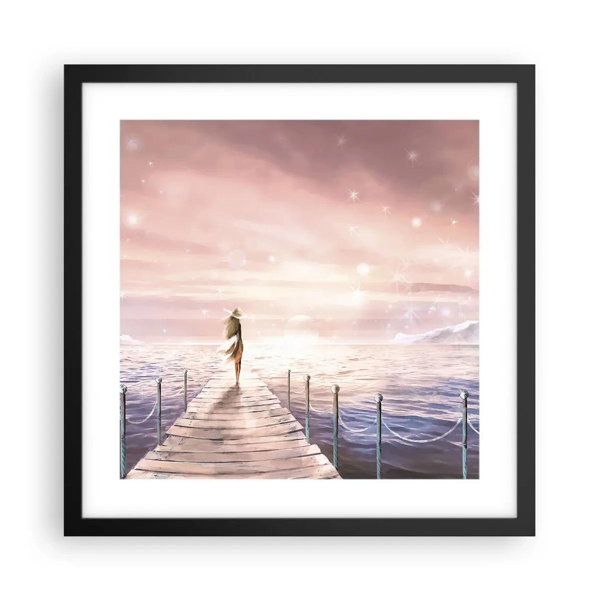 Pôster com moldura preta - À luz de um sonho - 40x40 cm