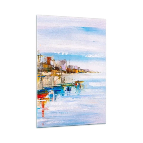 Quadro em vidro - Um refúgio urbano multicolorido - 70x100 cm