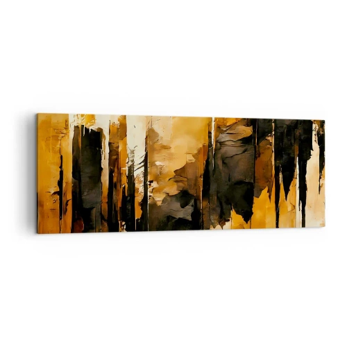 Quadro em tela - Harmonia de preto e dourado - 140x50 cm