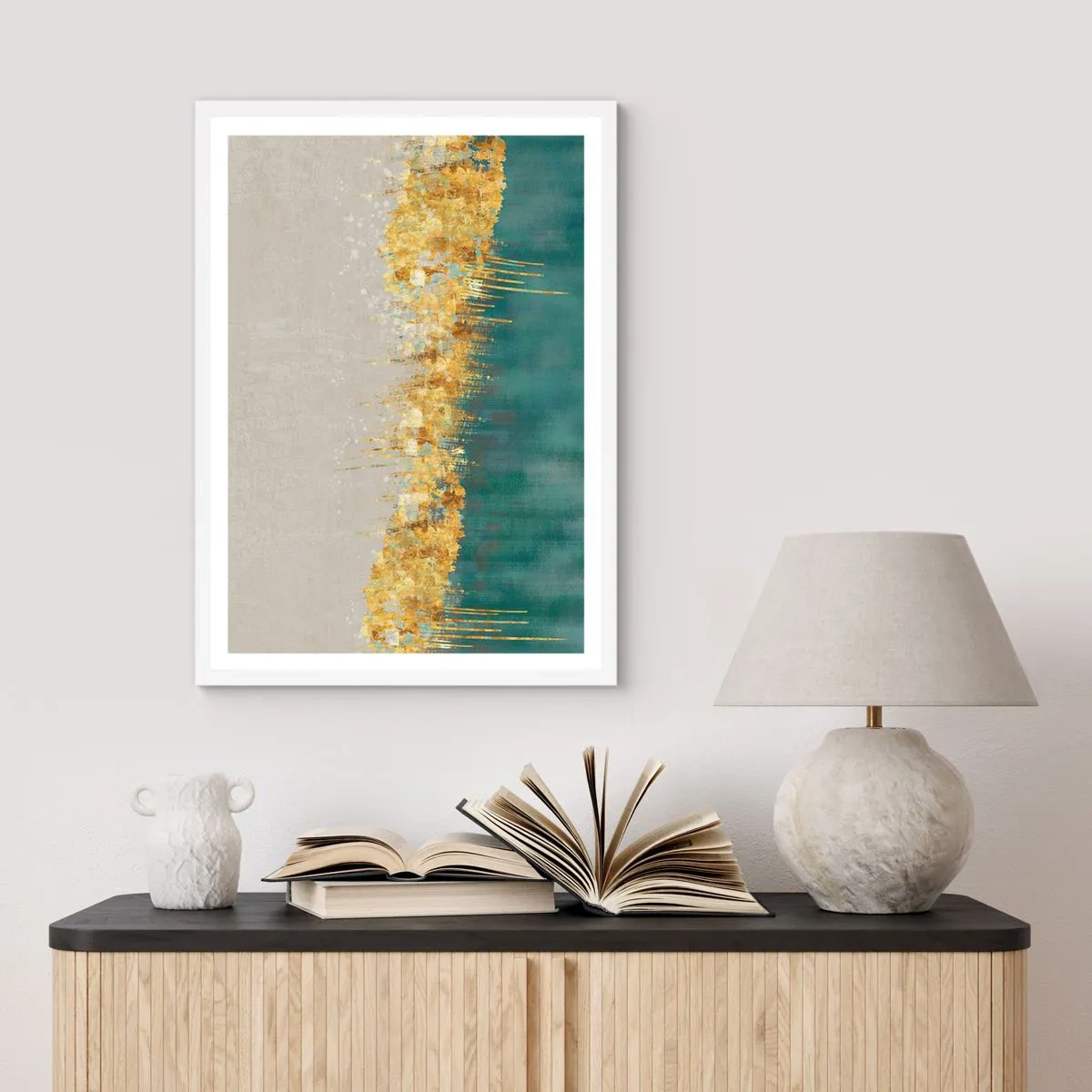 Pôster em moldura branca - A fronteira dourada - 70x100 cm