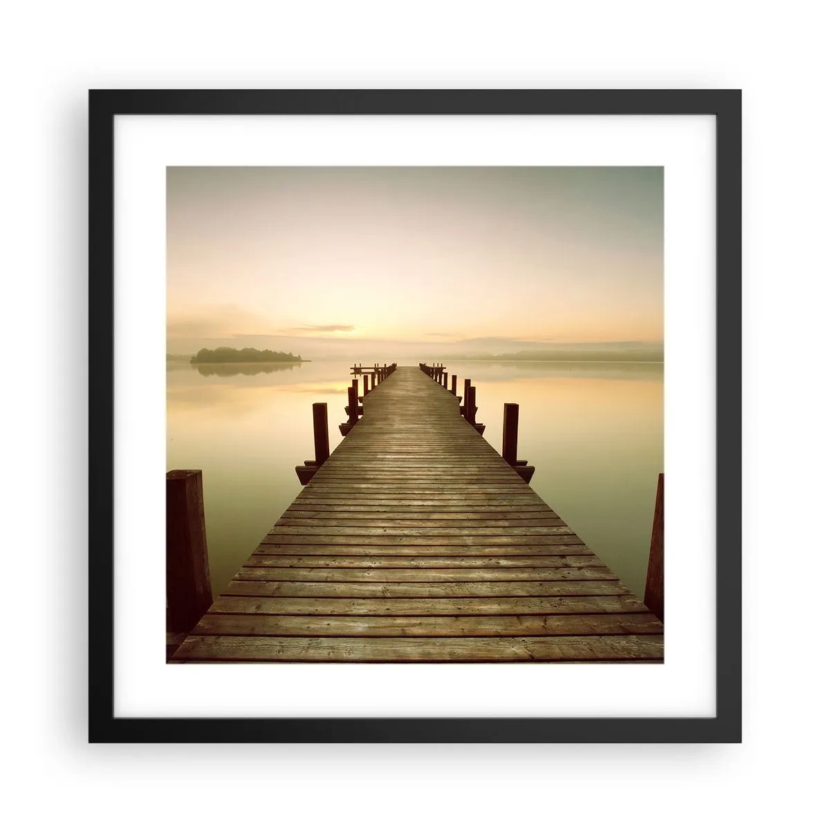 Pôster com moldura preta - Antes do amanhecer, nascer do sol, luz - 40x40 cm