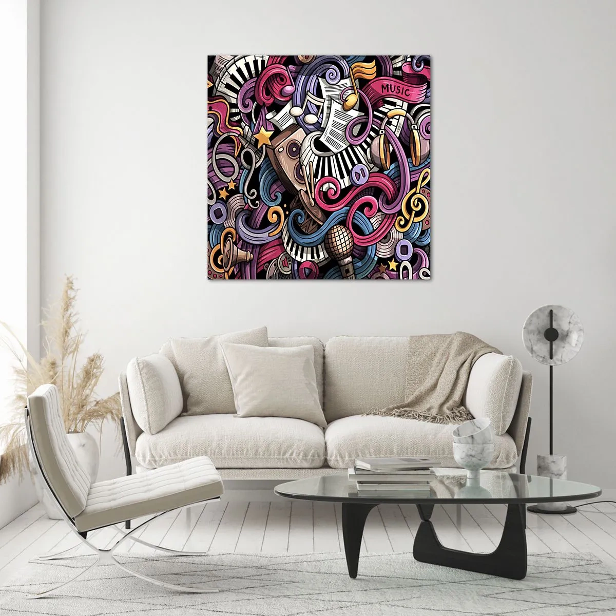 Quadro em vidro - Melodia complicada - 30x30 cm