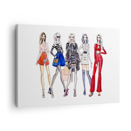 Quadro em tela - Ilustrações elegantes de silhuetas de moda - 70x50cm - Every week Fashion Week - Decoração de parede moderna para a sala de estar e quarto ARTTOR