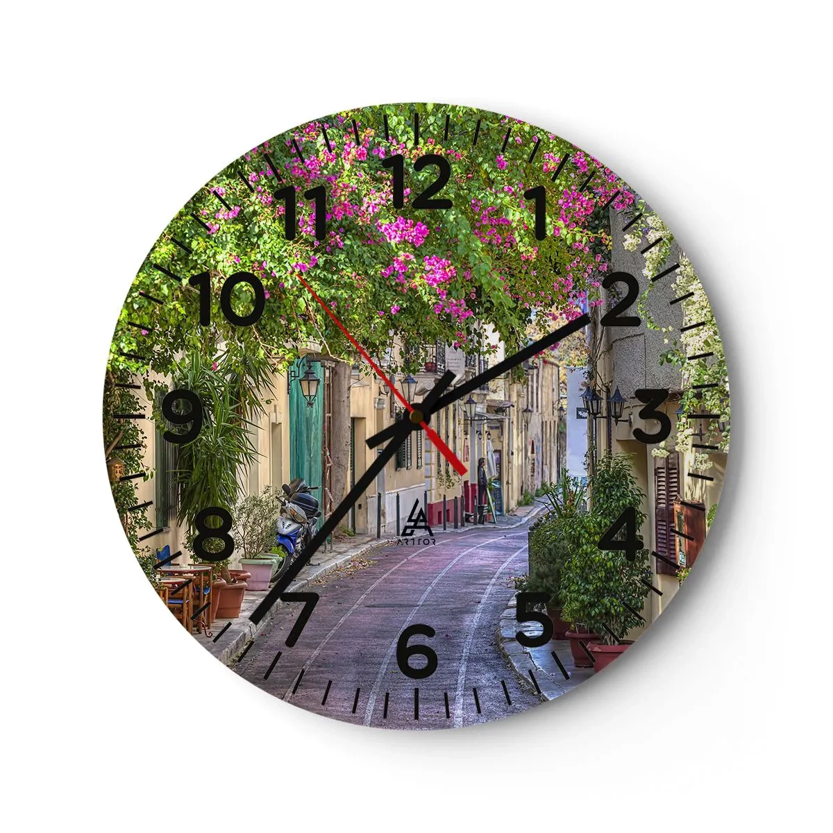 Relógio de parede - Relógio em vidro - Beco florido - 30x30 cm