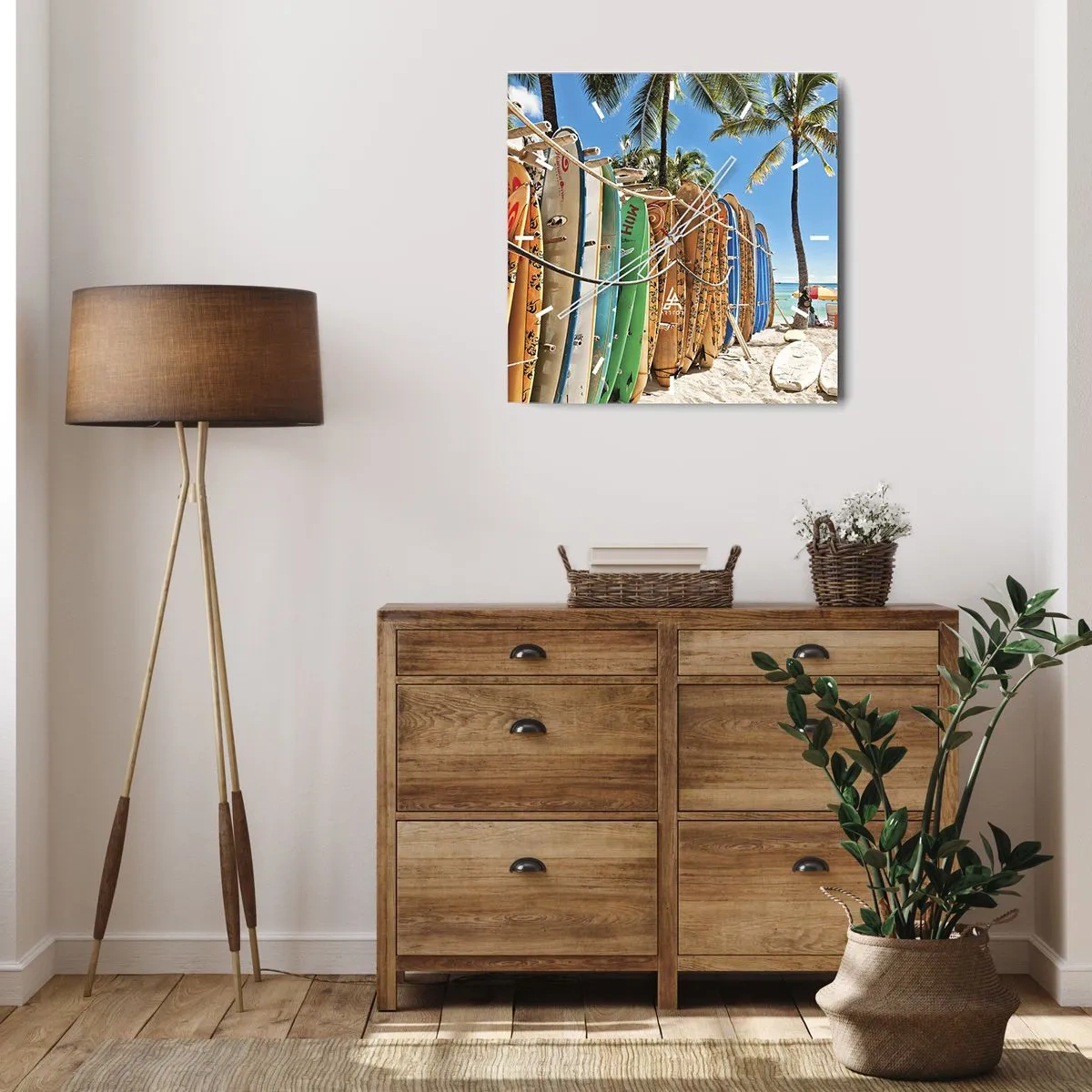 Relógio de parede - Relógio em vidro - Diversão ensolarada - 40x40 cm