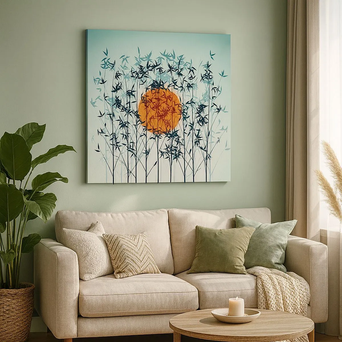 Quadro em tela - Sol japonês - 30x30 cm