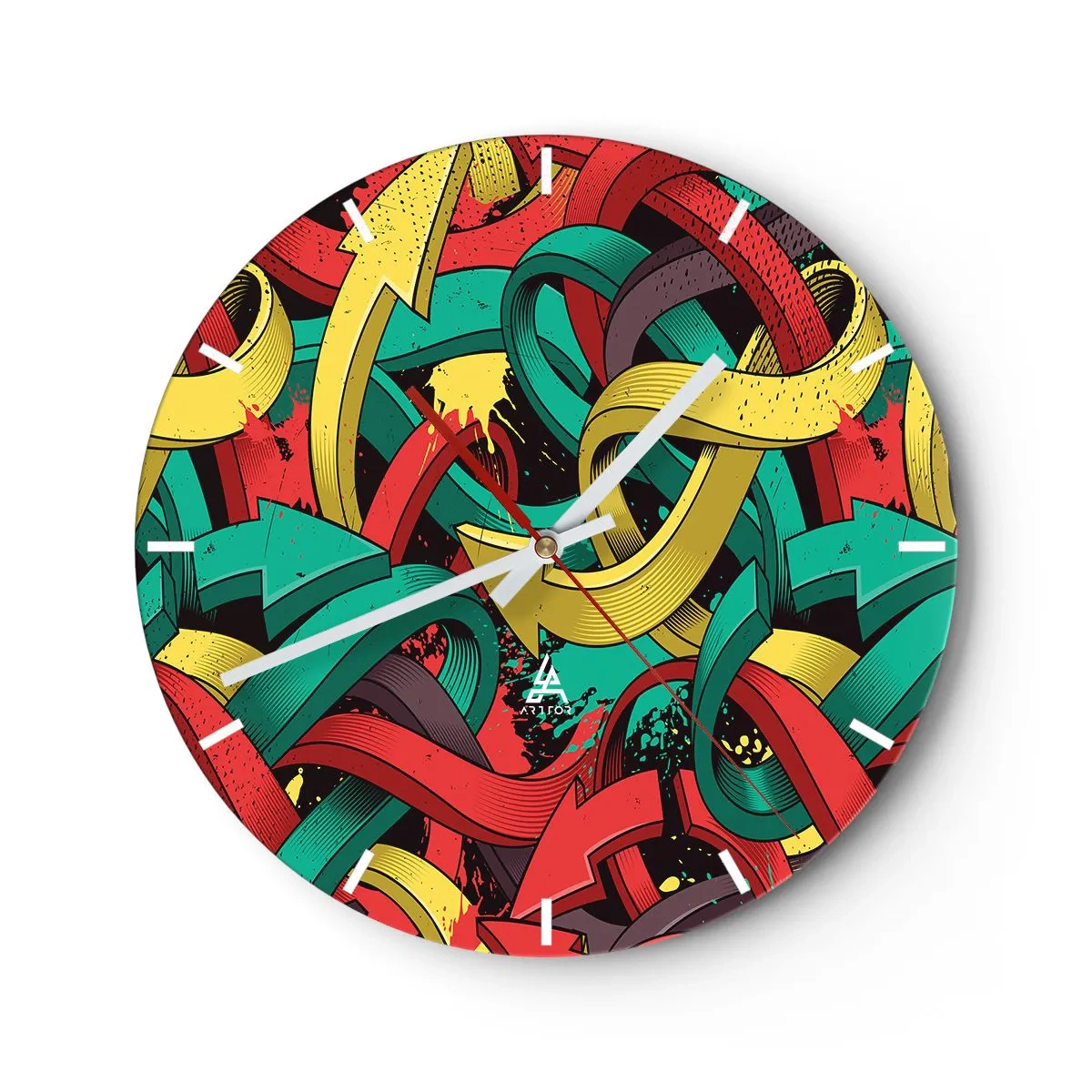 Relógio de parede - Relógio em vidro - Qual o caminho para o destino? - 40x40 cm