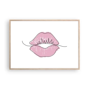 Pôster com moldura de carvalho claro - Pronto para beijar? - 100x70 cm