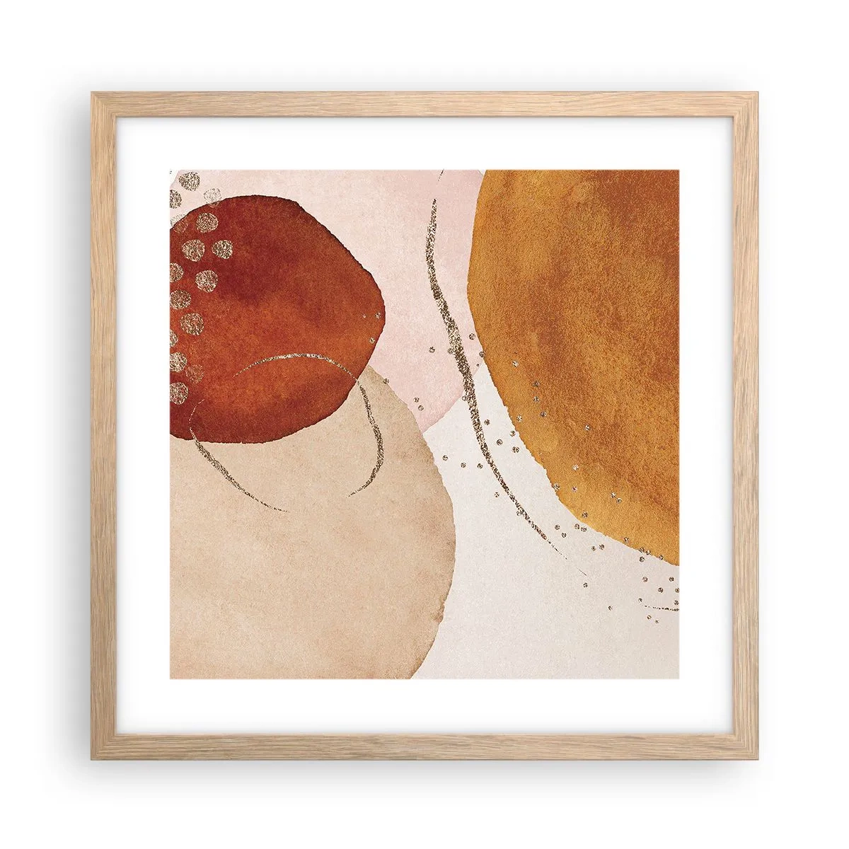 Pôster com moldura de carvalho claro - Redondeza e movimento - 40x40 cm