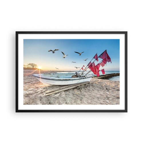 Pôster com moldura preta - Um merecido descanso - 70x50 cm